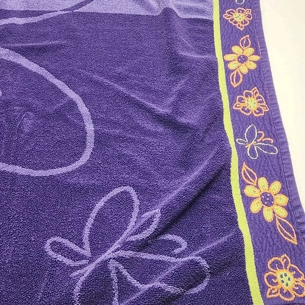 Cecil Saydah Beach Towel 100% Cotton Purple Floral 60